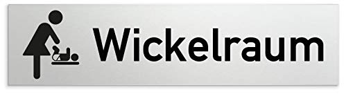 Türschilder24 Schild/Türschild 160 x 40 x 1,5 mm - Aluminium Vollmaterial eloxiert - Oberfläche in geschliffener Edelstahloptik - 100% Made in Germany (Wickelraum)