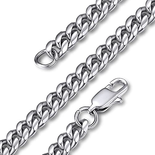 GoldChic JEWELRY Collana uomo acciaio Catena uomo cubana Miami da 6 mm, collana catena uomo acciaio inossidabile 316L 46cm catena acciaio regalo per papà