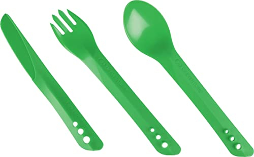 Lifeventure Ellipse Plastic Interlocking Cutlery Set for Camping, Travel & Outdoor - Green