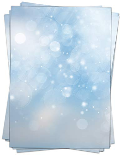 50 Blatt Briefpapier (A4) | Seifenblasen Nebel Blau | Motivpapier | edles Design Papier | beidseitig bedruckt | Bastelpapier | 90 g/m²