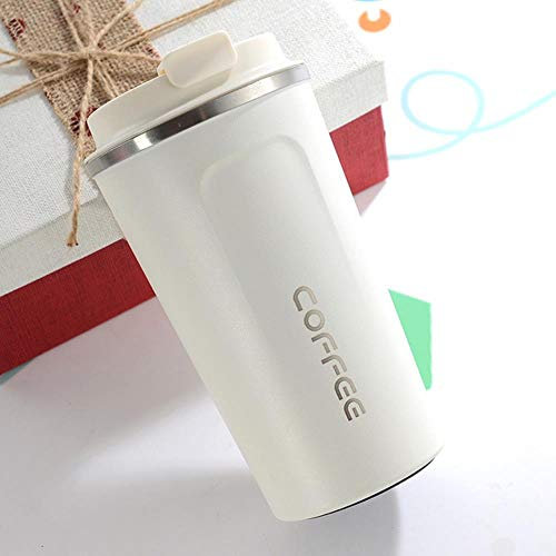 380 ml / 510 ml Edelstahl-Kaffeethermosbecher Tragbare Auto-Vakuumflaschen Reisethermobecher-Wasserabfüller Thermocup für Geschenke, weiß, 510 ml