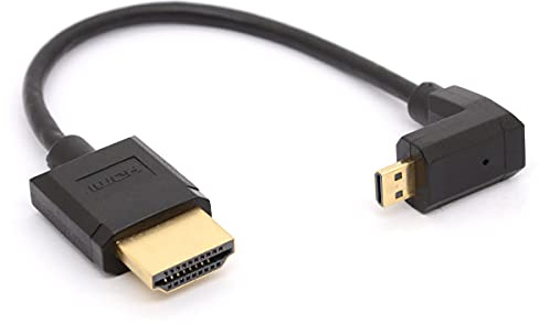 HTGuoji Cavo angolare da Micro HDMI a HDMI, angolo di 90 gradi Micro HDMI maschio a HDMI maschio adattatore connettore per 1080P, 4K, Ultra HD, 3D, Ethernet 15 cm (su)