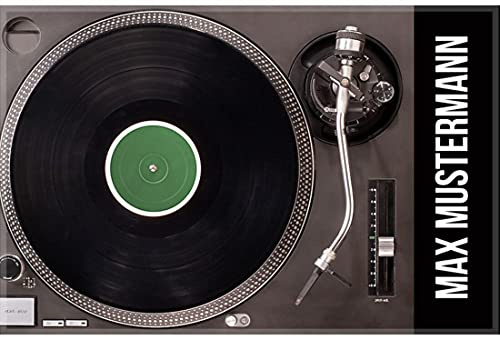 Manutextur Fußmatte mit Namen - Motiv Vinyl 2 - viele Musik-Motive - Schmutzfangmatte personalisiert - Größe 50x80 cm - persönliches & individuelles Geschenk