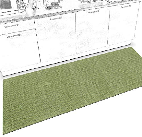 ANRO Läufer Teppich-Läufer Flur Küchenläufer rutschfest waschbar Teppichläufer Küchenteppich anpassbar Itaca Grün 240x67cm bis 5m Länge