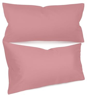 npluseins 2X Funda cojin, 40x80, Fundas de Cojines, 100% algodón, 1154.1498, Decoracion hogar Salon con un diseño Sencillo - Rosa empolvado