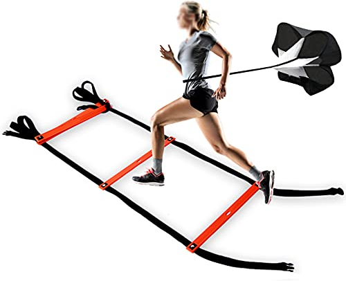 Beweglichkeitsleiter Feste Beweglichkeitsleiter, Kegel-Fußball-Trainingsgeräte, Geschwindigkeitsleiter Zur Steigerung Der Fitness/Steigerung Der Fähigkeiten, Mit Widerstandsfallschirm(Size:8m)
