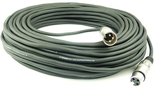 Adam Hall Cables 1 Stück K3MMF3000 Mikrofonkabel XLR female auf XLR male DMX Audio Kabel 3 pol polig (30 m, Schwarz, 1)