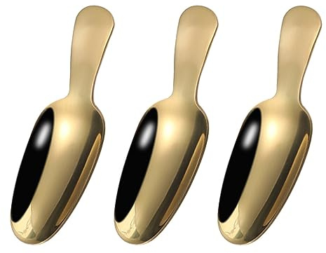 Cabilock 3 Pezzi Mini Paletta in Acciaio Inox per Farina e tè, cucchiai dosatori Dorati, Acciaio Inossidabile Oro Cucchiai per caffè tè Frappè Dessert Gelato, 9x3cm