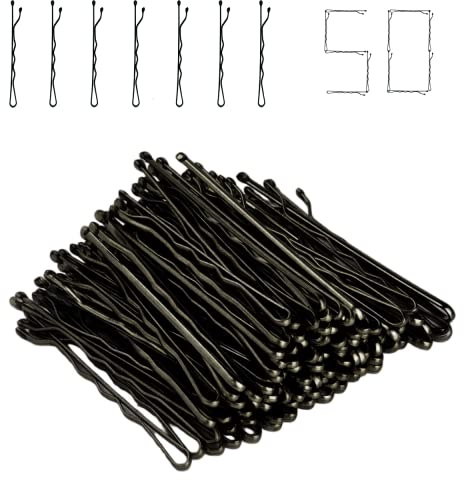 Bobby Pins - Forcine per capelli con punta rotonda in metallo, 50 Pezzi Forcine per Capelli, 6 cm Spille Ondulate per Bobby Metallo