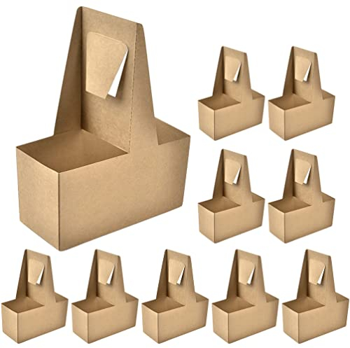 ULTECHNOVO 10 Piezas Portavasos De Papel para Té con Leche Bandeja Porta Cafe Portador De Vasos De Papel Portador De Vaso De Bebida Desechable Beber Contactos Sacar Bebidas Café