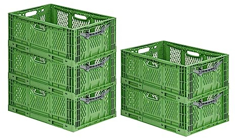 PROREGAL SuperSparSet 5x Stabile Profi-Klappbox Chameleon in Industriequalität | HxBxT 23x40x60cm | 45L | klappbar stapelbar durchbrochen lebensmittelecht | Eurobox Eurobehälter Transportbehälter