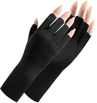 LIUZHIPENG Guanti da donna senza dita con protezione solare in seta di ghiaccio per l'estate guanti a mezza dita per la guida e l'equitazione, protezione UV, Nero , Etichettalia unica