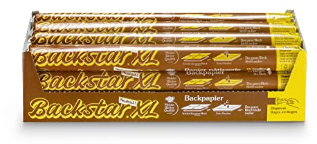 Papel de horno Backstar XL, 12 rollos de 15 hojas de 46 x 38 cm