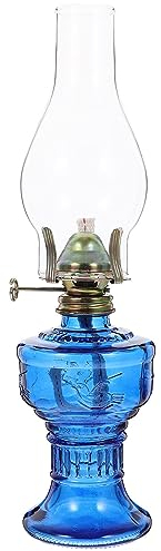 Sosoport Lampe À Huile Rétro en Verre Épais Lampe À Pétrole Vintage Décorative pour Intérieur Ambiance Chaleureuse Bureau Salon