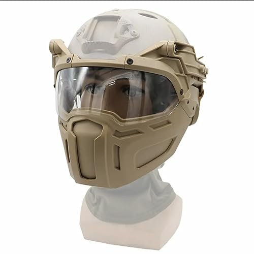 Fotrsta Taktische Helme Halbe Maske Mit Adjustable Schutzbrille Jagd Airsoft Cs Kriegsspiel Vollmaske for Voller Gesichtsschutz Fast Helme Ausrüstung Für CS-Kriegsspiel, BB-Pistole