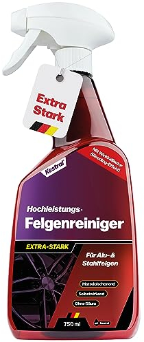 KESTRAL® Felgenreiniger - EXTRA STARK - besonders materialschonend ohne Säure - Entfernt mühelos Schmutz & Bremsstaub - Auto Felgenreiniger für Alu-, Stahl- & Chromfelgen - Made in Germany
