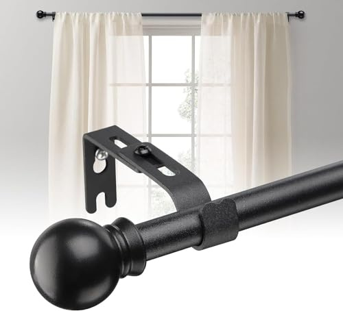 Barra de cortina 70-140 cm, color negro mate, 16 mm, barra de cortina extensible con soportes, juego de barras de cortina estable para dormitorio, salón, cocina