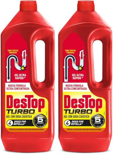 Destop Turbo Gel Desatascador para Tuberías Superconcentrado - Hasta 2 Usos (Paquete de 2)