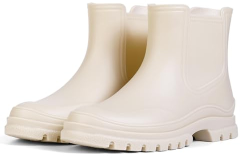Meik Mangni Botas de Agua Mujer Impermeable Chelsea Botas de Lluvia Antideslizante Botines de Caucho,Caqui, Talla:40 EU