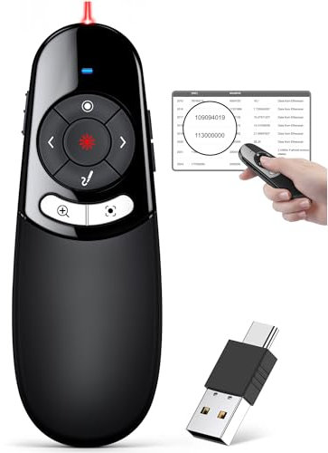 2 in 1 USB Type C Spotlight Presentation Clicker, Advanced Digital Highlighting Magnifier Wireless Presenter for for LED LCD, 2.4GHz PowerPoint Presentation Remote