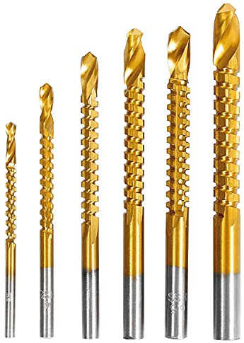 Lot de 6 forets et forets en titane HSS de 3 à 8 mm pour couper le bois, le métal, le plastique, le bois, le métal