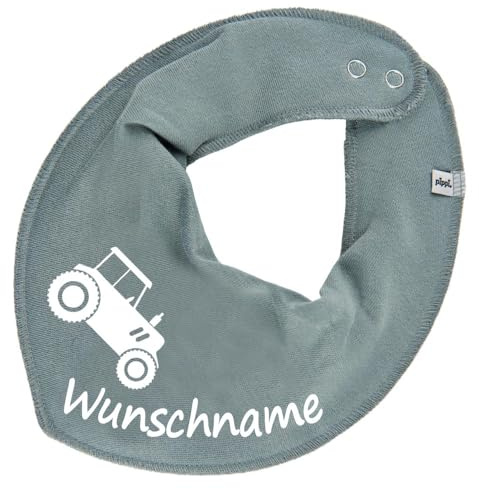 HALSTUCH mit Namen oder Text personalisiert für Baby oder Kind aus Baumwolle in Einheitsgröße Traktor