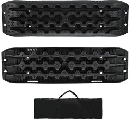 Hebitod 2 Stücke Sandbleche Offroad, Anfahrhilfe mit Aufbewahrungstasche, Sand/Schlamm/Schnee Recovery Board Offroad Tracks, 10T Last, Reifenleiter für PKW LKW Geländewagen Wohnmobil