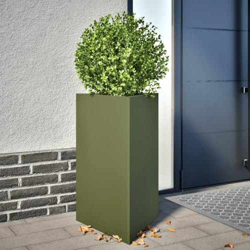 ShGaxin Pflanzkübel 2 STK. Olivgrün Dreieckig 50x43x75 cm Stahl, Blumentopf Gross, Blumenkasten Balkon, übertopf, Pflanzkasten, Flowerpot, Kräuterbeet Für Die Küche, Vertikalbeet - 851178