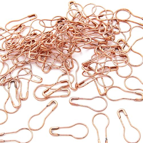 100 Stück Birne Sicherheitsnadeln, Metall Calabash Pin, Birne Pins Maschenmarkierern, klein Kürbis Pins Reihenmarkierer Häkeln für DIY Kunsthandwerk Herstellung Nähen Kleidung Stricken,Roségold
