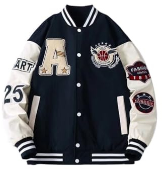 Oanviso Veste De Baseball Unisexe Vintage Manteau Homme Femmes Y2K 90S College Jacket Veste Casual Blouson Oversized Bomber Veste De Survêtement Streetwear Pour Automne