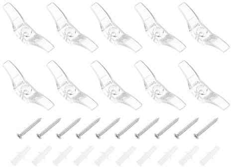 sourcing map 10Pcs 55x11mm Blind Cord Cleats, Blind String Safety Rope Plastic Holder, Window Cord Hooks with Screws for Curtains Sun Shades Ropes, Clear