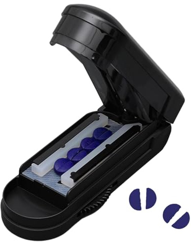 Cutter per pillole: divisore per compresse stabile per medicinali divisorio per medicinali portatile con scatola di immagazzinaggio rimovibile, pratica scatola per tagliare le pillole per schiacciare