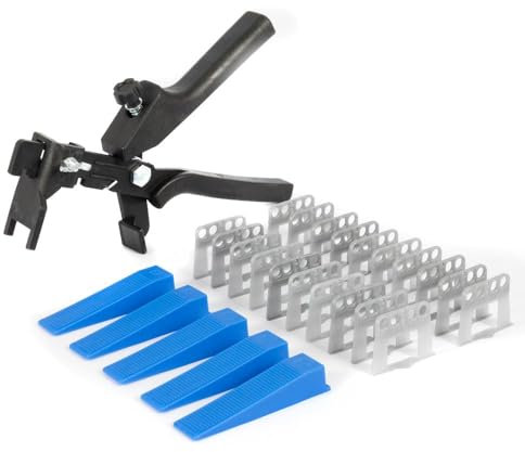 Karl Dahm SOS-Laschen-Set für Fliesen I 20 Laschen 1 mm, 5 Keile, 1 Zange I Schnelle Nivellierhilfe bei Montagefehlern & Reparaturen I Perfekte Fliesenverlegehilfe – 12676
