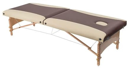 Massageliege, 2-Fach klappbare Kosmetikliege, höhenverstellbar, geeignet für Hotelzimmer, Spa-Urlaub, belastbar bis 250 kg (braun, Einheitsgröße)
