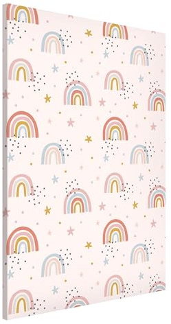 Magnettafel Pinnwand für Magnete Kinderzimmer Magnetboard - Magnetwand Made in Germany - Regenbogen Illustration Notiztafel bunt Mädchen Jungen Visionboard WBMT_6650 (60x90cm)