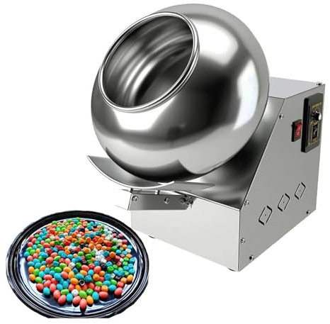 Máquina de panificación de chocolate comercial, revestimiento automático de azúcar con control de velocidad 10-90, ideal para industrias farmacéuticas y alimentarias