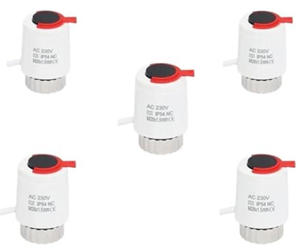 HKVTVCYPYA Actuador térmico eléctrico B10 230 V NC M28 x 1,5 mm for válvula termostática de radiador TRV de calefacción por suelo radiante(White,5pieces)