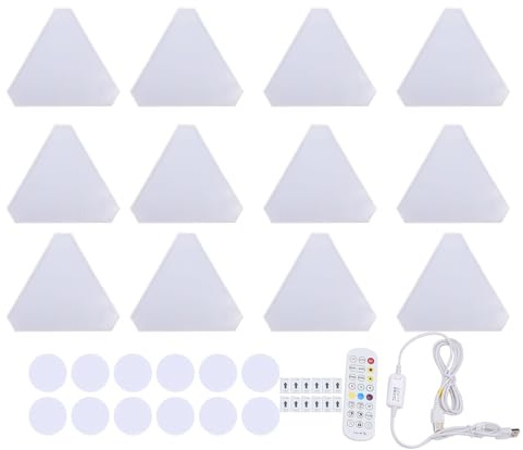 Walfront 12 Set Dreieckslicht Panel RGB Dreieck Wandleuchte für Schlafzimmer Smart Home Panels Assistent Fernbedienungswandwand Montiert