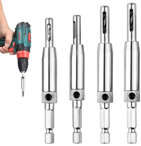 OIHCAZ Self Centering Drill Bit Set, Hinge Drill Bit Self Centring Tools for Door Window Cabinet Hinges and Lock Plates, Shank Hinge Drill Bit Guide Set (2mm, 2.8mm, 3.5mm, 4.5mm)