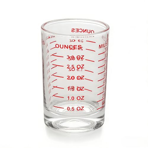 NLnnmuzh 90ml Measuring Cup,Shot Glass with Heavy Base for Cocktail(Red) | coffee extraction,spirit measuring,baking ingredient portioning,kitchen dry&liquid dosing,bar drink preparation