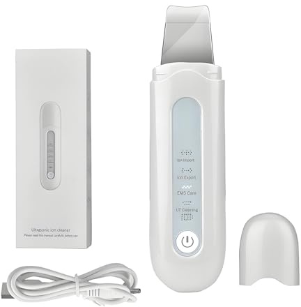 Peeling Ultrasónico Facial, Skin Scrubber Profesional Limpiador Facial Eléctrico con Espátula para Limpieza Profunda Eliminador de Puntos Negros y Limpieza de Poros Extractor de Puntos Negros