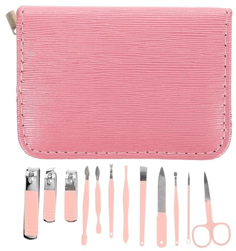 BIUDECO Kit De Soin Des Ongles Professionnel 12 Pièces Taille En Acier Inoxydable Rose Pêche Pour Femmes Portable Trousse De Rangement Pour Manucure Pédicure Voyage
