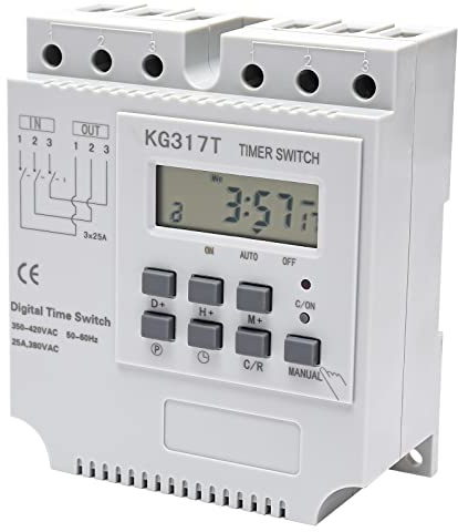 Digitale Zeitschaltuhr & 3 Phasen Programmierbarer Zeitschaltuhr 380V/25A Drehstrom - Zeitrelais-Schalter mit 1S-168h Programmierung - Für Industrie, Gewerbe, Außenbereich