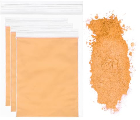 QUARKZMAN Mica Pulver 15g Glimmerpulver Epoxidharz Farbe 400 Mesh Perlglanz Pigmentpulver für Gießharz Autolack Seifenfarbe Kerzenherstellung DIY Nagellack und Bastelarbeiten Orange Gelb