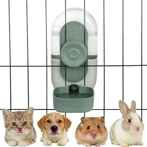 Hanging Automatic Gravity Small Pet Water Dispenser Bowl Green | Cage mount auto water station bowl for cat, small dog, bunny, guinea pig & ferret small pets daily drinking