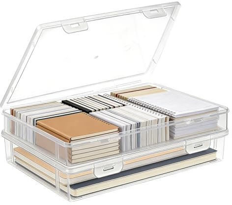 Zocipro 2-Pack A4 Clear Plastic Storage Boxes with Latching Lids – Stackable, for Documents, Magazines, Photos, Art Supplies (31 x 22 x 5 cm)