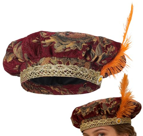 Generisch Renaissance Barett,Renaissance-Kostüm Kopfbedeckung | Erwachsene Kostüm Hut für Cosplay und als Kopfbedeckung | Für Feiertag Partys Festivals Feierlichkeit Karneval Umzüge