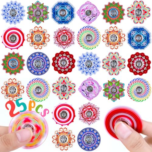 25 Pack Fidget Spinner for Kids Mini Sensory Fidget Toys Bulk Adults Kids with Autism ADHD, Anxiety Toys Stress Relief Fidgets Classroom Prizes Birthday Party Favors Pinata Stuffers Treasure Prize Box