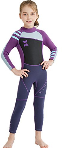 Akaeys Neoprene Swimsuit Girls Boys 2.5mm Thickness Premium Short or Long Back Zipper One Piece Thermal UV Protection Youth Swim Wetsuit