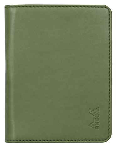 RHODIA 211003C – Cuaderno y portadocumentos Rhodiarama n° 11 salvia – para bloc de notas o cuadernos de formato A7 (7,4 x 10,5 cm) – Piel italiana Premium – Colección Rhodiarama